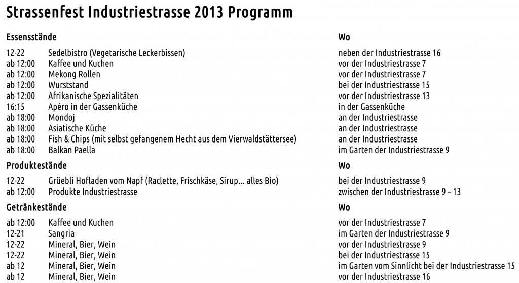 Programm Industriestrassenfest 2013-2